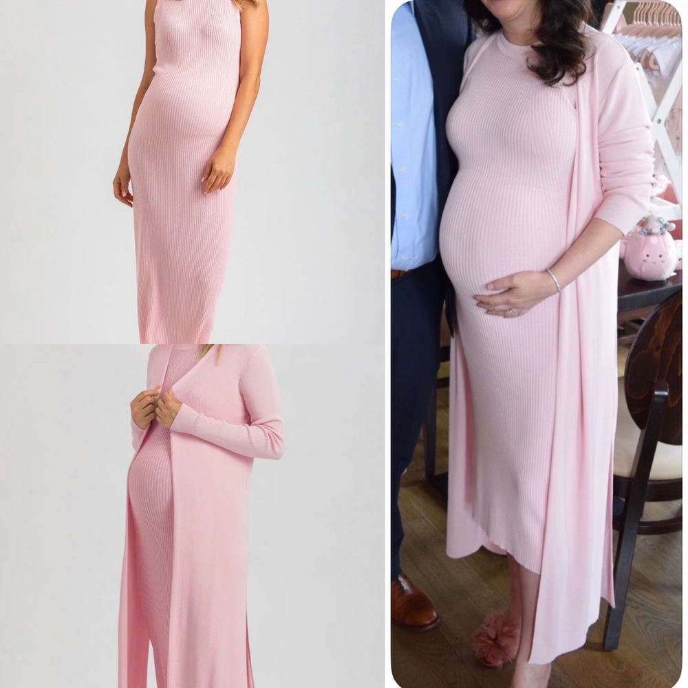 Pink Pietro Brunelli Iris maternity dress and Tulip cardigan in Small